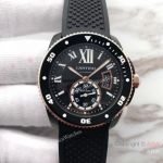 Swiss Grade Calibre De Cartier Diver Watch Black PVD Case 